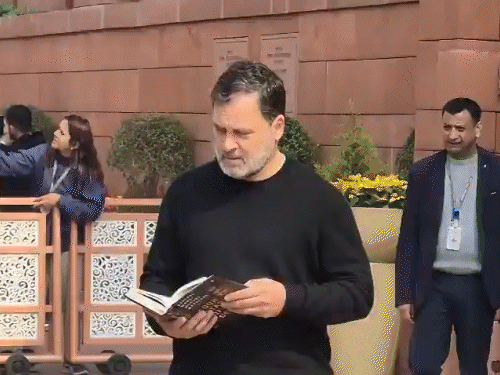 संसद के मकर द्वार पर राहुल गांधी और केंद्रीय मंत्री रवनीत बिट्टू के बीच बहस हुई। - Dainik Bhaskar