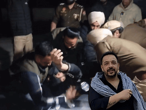 मुठभेड़ में घायल आरोपी नौकर और इनसेट में AAP नेता लक्की ओबरॉय की फोटो - Dainik Bhaskar