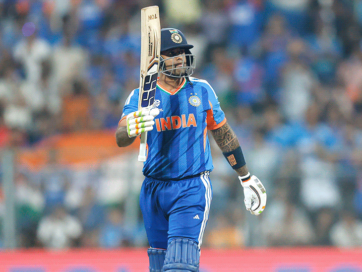 सूर्यकुमार यादव 84 रन बनाकर नाबाद रहे।