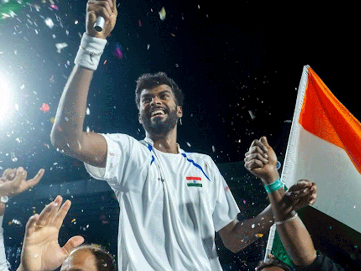 दक्षिणेस्वर सुरेश ने डेविस कप में दो सिंगल्स और एक डबल्स मैच जीता। - Dainik Bhaskar