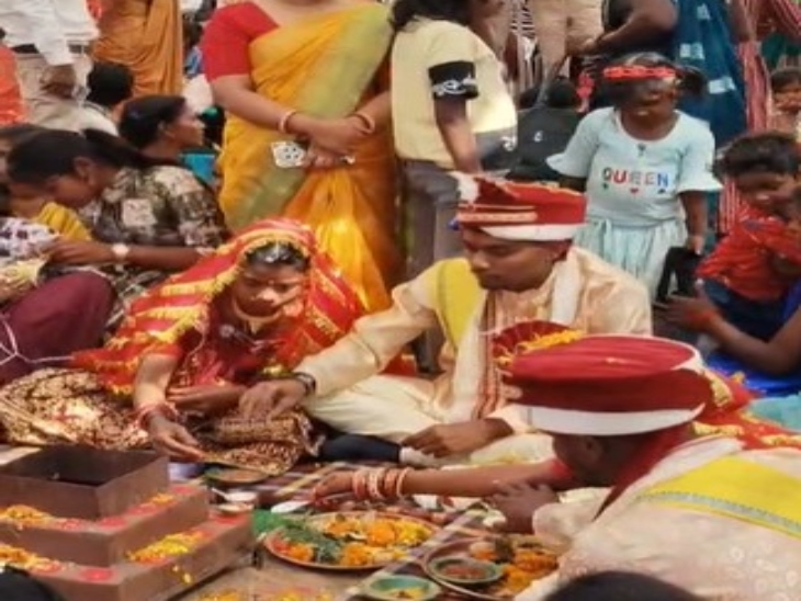 रायगढ़ के शहीद कर्नल विप्लव त्रिपाठी मिनी स्टेडियम में 190 जोड़ों का सामुहिक विवाह कराया गया।