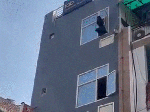 कुछ देर बाद खिड़की से वो नीचे छलांग लगा देती है।