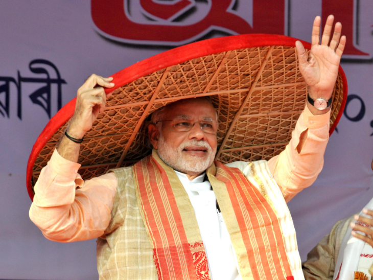 2016 में असम विधानसभा चुनाव के दौरान प्रचार करते पीएम नरेंद्र मोदी।