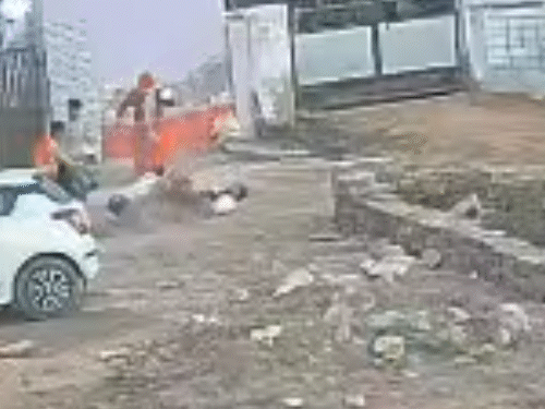 परिवार में हुए विवाद के बाद छोटे भाई पुष्पेंद्र को पीट रहे थे लोग।