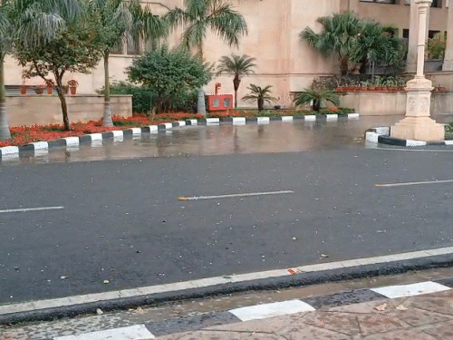 जयपुर में बुधवार शाम तेज बारिश के साथ ओले भी गिरे।