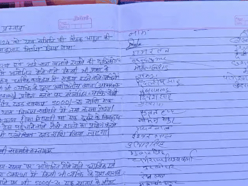 ग्राम समिति की बैठक में सर्वसम्मति से लिखित में यह निर्णय लिया गया है।