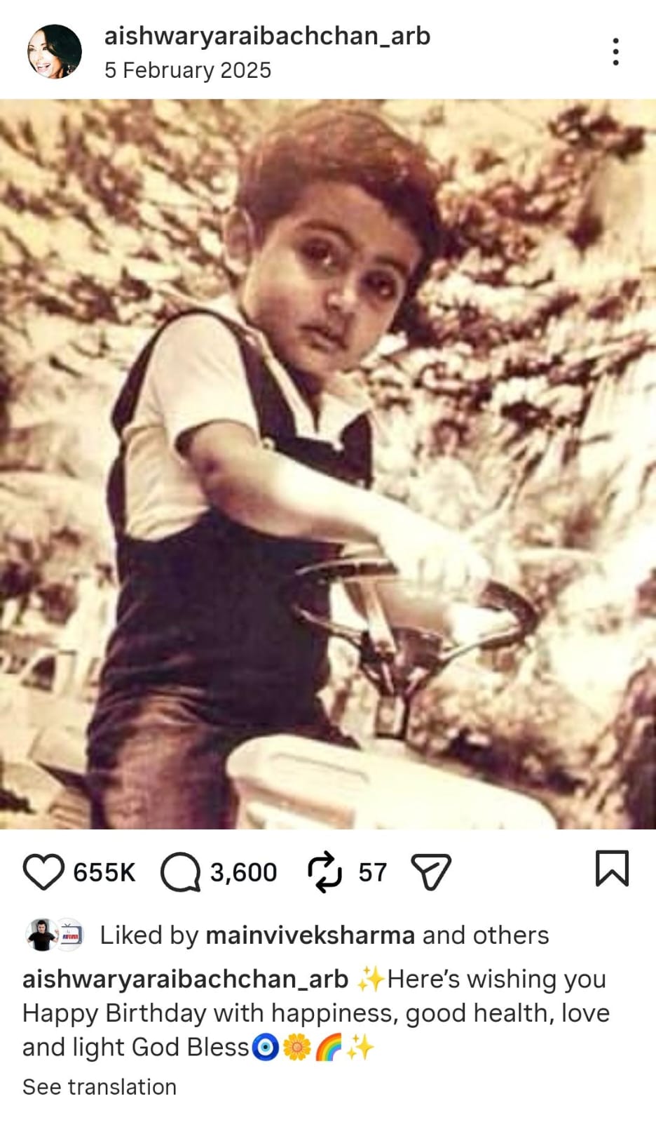 Aishwarya had shared this post on Abhishek's birthday.