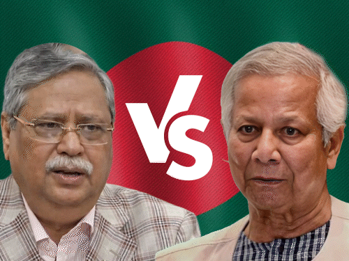 बांग्लादेश के राष्ट्रपति मोहम्मद शहाबुद्दीन (बाएं) और अंतरिम सरकार के पूर्व मुखिया मोहम्मद यूनुस। - Dainik Bhaskar