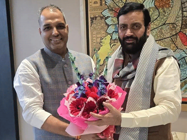 BJP state spokesperson Pradeep Ahlawat with BJP National President Nitin Navin and CM Nayab Saini