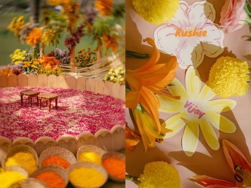 This photo is of the Haldi ceremony of 25th February, in which yellow theme was kept.