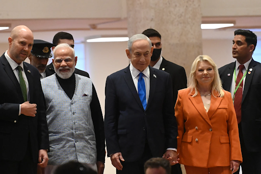 PM Modi, Israeli PM Netanyahu, his wife and Knesset Speaker Amir Ohana posed for a photo in the Israeli Parliament Knesset.