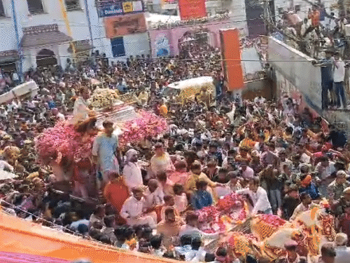 रथ यात्रा के दौरान खाटूश्यामजी के भक्तों ने रंग-गुलाल से जमकर होली खेली।