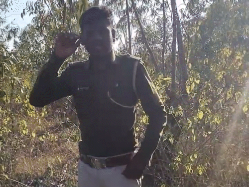 युवकों ने गाना बजाकर पहले फॉरेस्ट गार्ड को डांस करवाया।