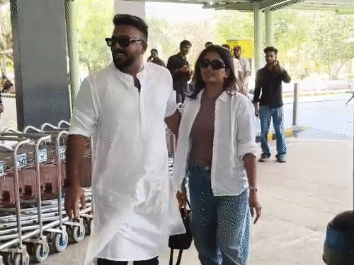 Telugu film director Tarun Bhaskar and actress Isha Rebba were spotted at Udaipur airport on Friday afternoon.