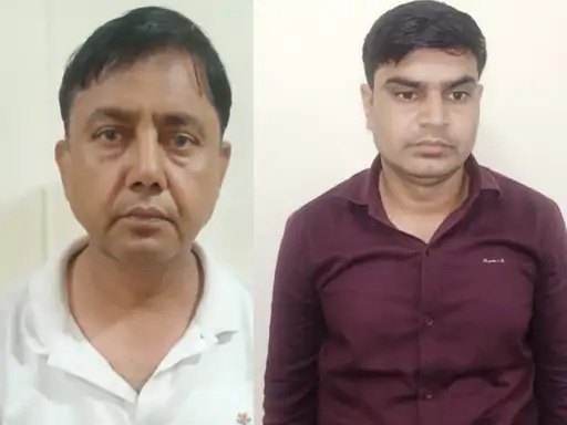 गिरफ्तार एक्सईएन मायालाल सैनी (बाएं) व जेईएन प्रदीप (दाएं)।