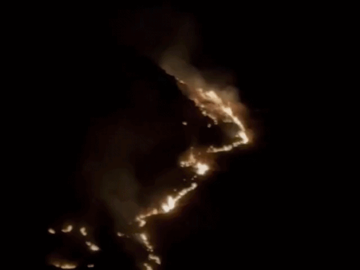 पहाड़ी पर आग की लपटे इस कदर ऊपर की तरफ बढ़ी।