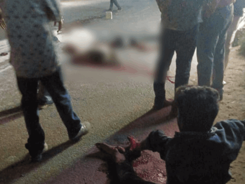 घटना स्थल पर घायल मनीष और टुकड़ों में पड़ा सुरजीत का शव।