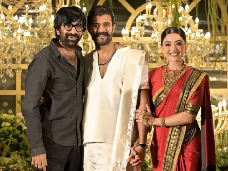 रिसेप्शन में अभिनेता रवि तेजा भी पहुंचे।