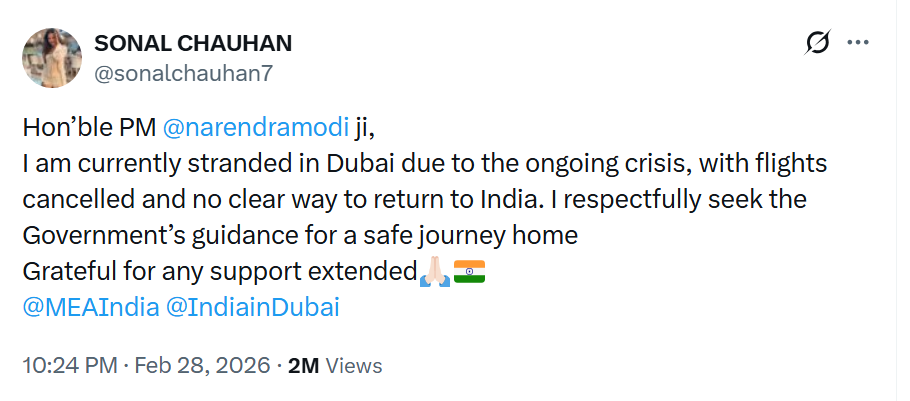 सोनल ने सोशल मीडिया के जरिए प्रधानमंत्री नरेंद्र मोदी से वतन वापसी के लिए मदद मांगी थी।