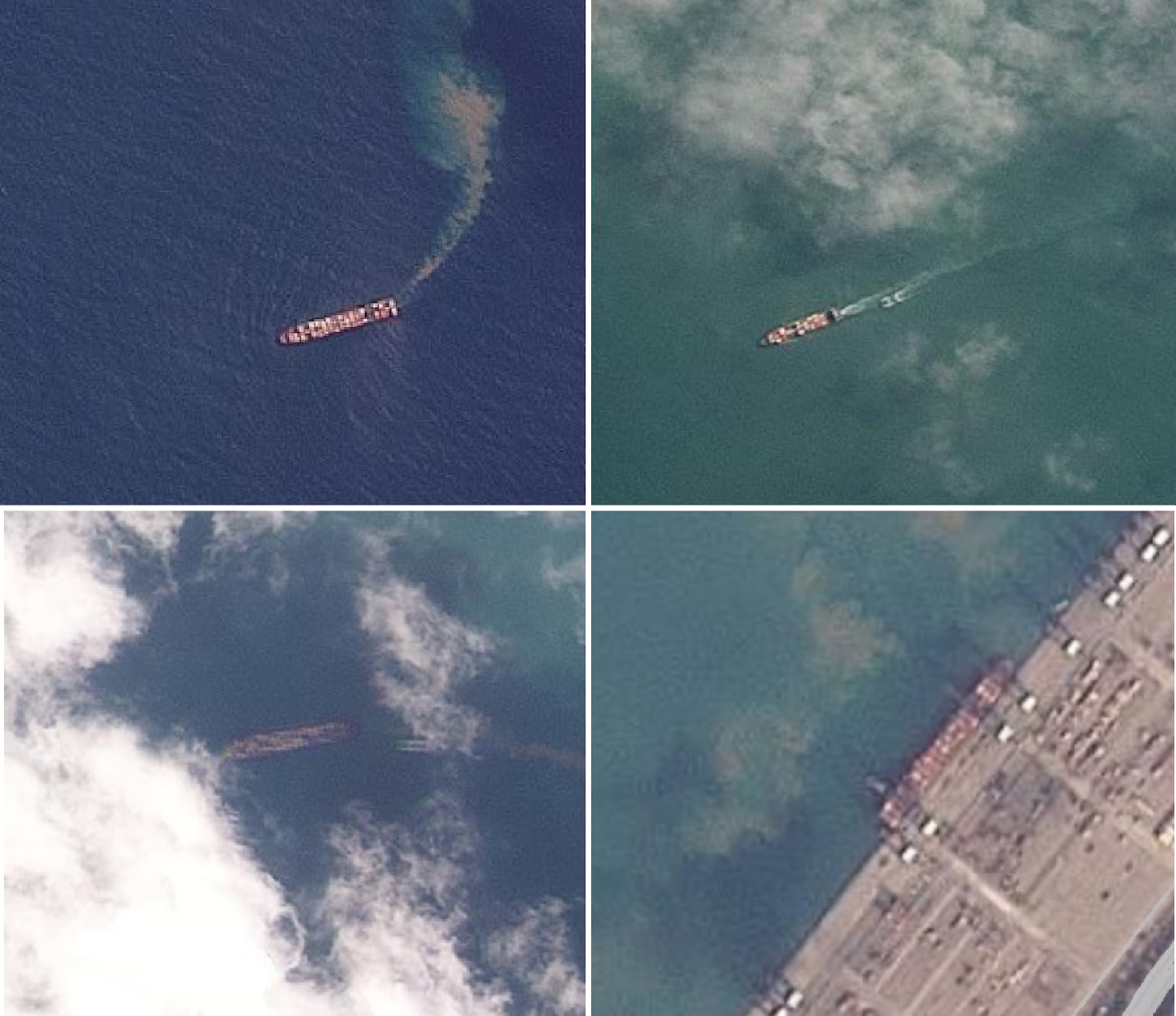 सैटेलाइट तस्वीरों से पता चलता है कि 19 फरवरी को IRISL का हमौना और शब्दीस जहाज गाओलान पोर्ट के पास थे। (पहली और दूसरी तस्वीर) इससे पहले बाश्त और अर्जिन गाओलान पोर्ट पहुंच चुके थे। (तीसरी और चौथी तस्वीर)