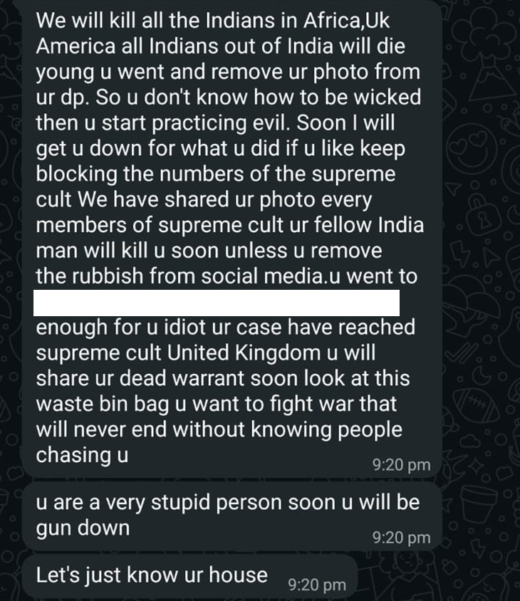 वॉट्सएप पर रिपोर्टर को भेजे मैसेज।