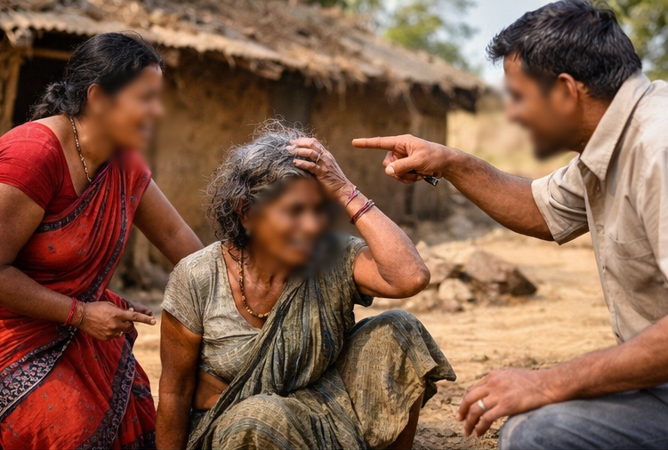 दंपती ने महिला को टोनही कहकर गाली-गलौज की और जान से मारने की धमकी दी थी। (AI जनरेटेड फोटो)
