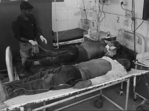 Dead bodies of the deceased kept at Bhiwadi Government Hospital