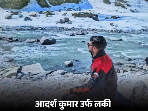 पहली तस्वीर आदर्श कुमार उर्फ लकी की मनाली घूमने के दौरान की बताई जा रही है, जबकि दूसरी तस्वीर आगरा के गांव चीतपुर की है। - Dainik Bhaskar