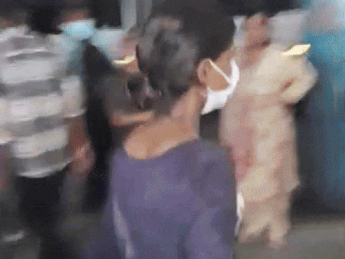 जालंधर बस स्टैंड के बाहर हंगामा करती महिला। (फाइल शॉर्ट)