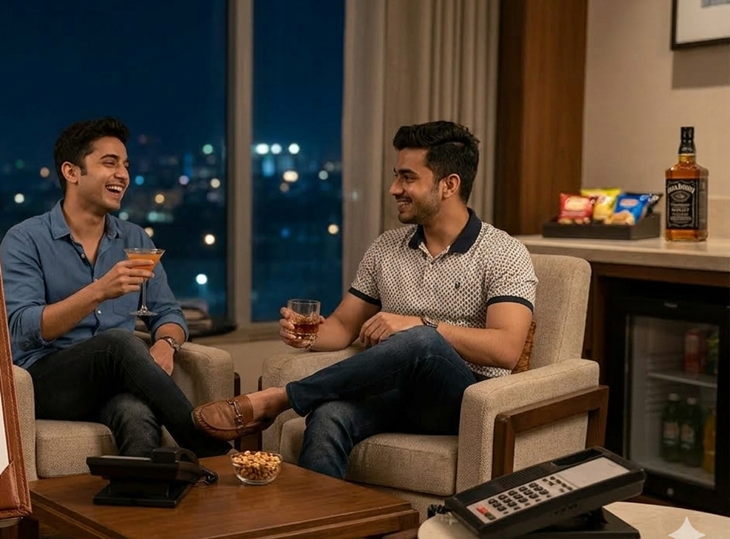 नई पॉलिसी में होटल में मिनी बार की भी परमिशन दी जा रही है। - AI जेनरेटेड फोटो।