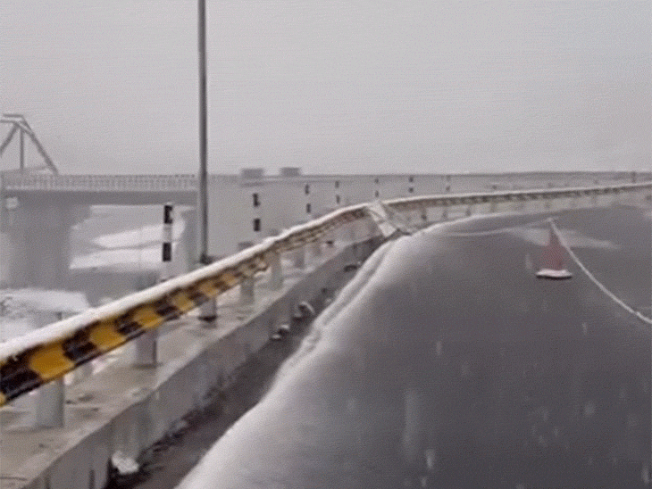 अटल टनल रोहतांग के नोर्थ पोर्टल पर ताजा हिमपात।