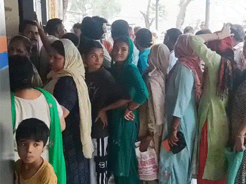 रेवाड़ी के सेक्टर-4 और कैथल में गैंस एजेंसी के बाहर लगी उपभोक्ताओं की लाइन।