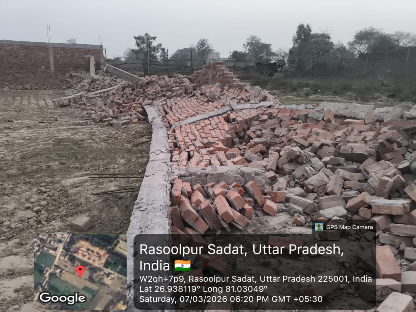 LDA Bulldozer Mistake: Farmers Field Wall Demolished in Lucknow