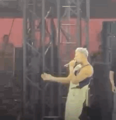 शो के दौरान स्टेज से हाथ उठाकर इशारा करते हुए हनी सिंह।