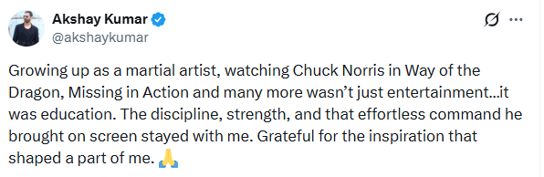 Akshay Kumar on Chuck Norris: Martial Arts Films Inspired Me