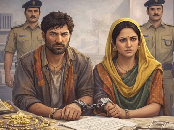 पुलिस आरोपी पति-पत्नी अरविंद और ज्योति से पूछताछ कर रही है। (फोटो- AI जेनरेटेड)