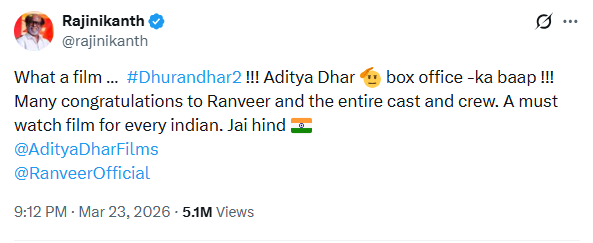 Rajinikanth's tweet.