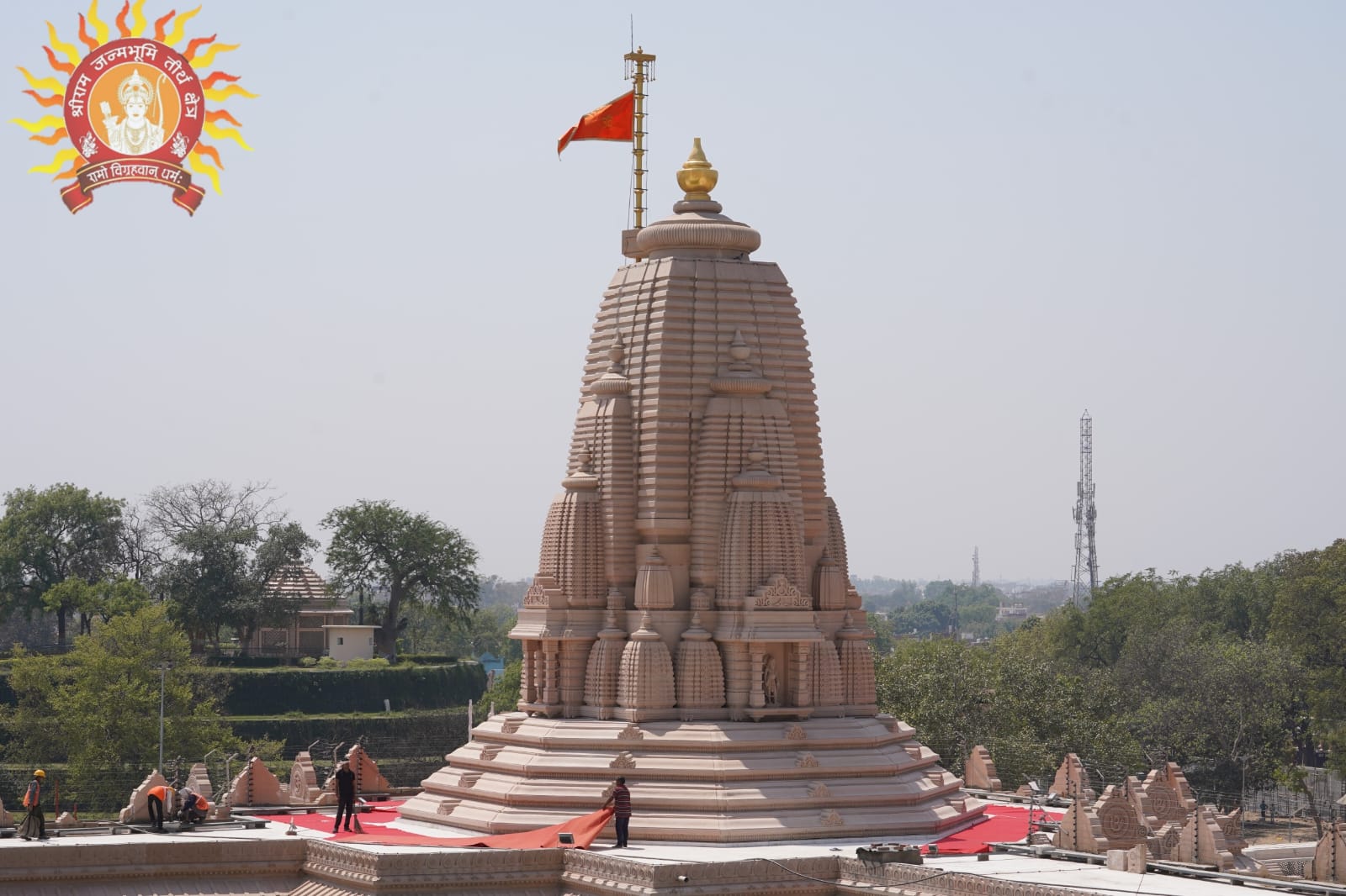 Ayodhya.The flag was hoisted at the Surya Mandir, located in the Ram ...