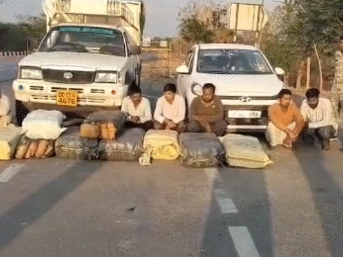 ओडिशा-छत्तीसगढ़ की सीमा पर NH-53 स्थित रेहटीखोल के पास पिकअप से गांजा जब्त।