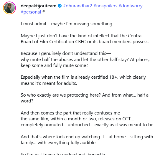 दीपक तिजोरी की इंस्टाग्राम पोस्ट।