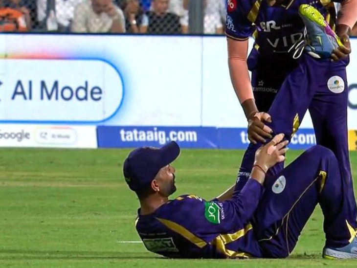 अजिंक्य रहाणे मांशपेशियों में खिंचाव के बाद मैदान के बाहर चले गए।