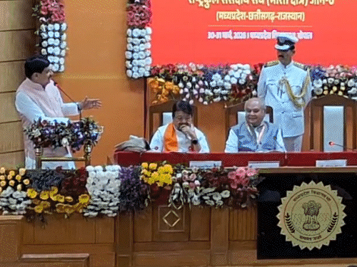 सम्मेलन में लोकतंत्र में भागीदारी और विकसित भारत 2047 के विजन तक पहुंचने पर मंथन किया जा रहा है। - Dainik Bhaskar