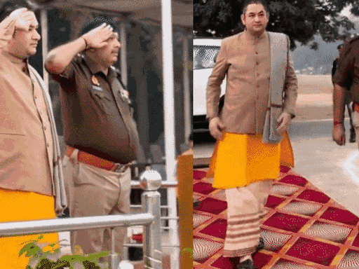 तीन महीने पहले कथावाचक पुंडरीक गोस्वामी को एसपी ने गार्ड ऑफ ऑनर दिलवाया था।