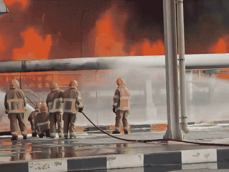 कुवैत में बिजली और पानी के प्लांट पर हुए हमले के बाद आग लग गई थी।