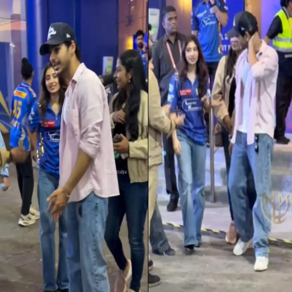 मैच के बाद सारा एक्टर ईशान खट्टर के साथ दिखाई दीं।