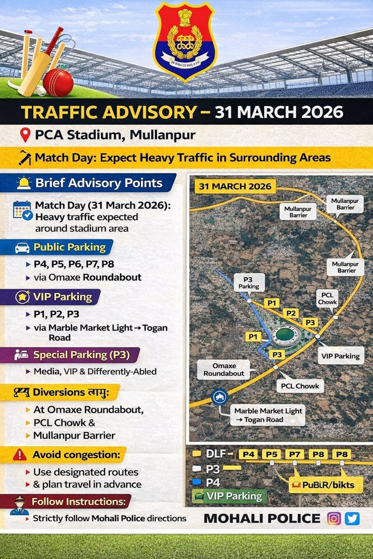 ट्रैफिक पुलिस की ओर से जारी की गई एडवाइजरी।