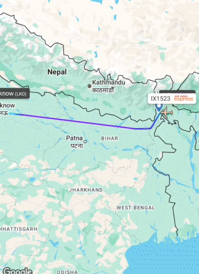 यह फ्लाइट रडार का विजुअल है, जिसमें दिखाया गया है कि किस तरह विमान की लखनऊ में लैंडिंग कराई गई।