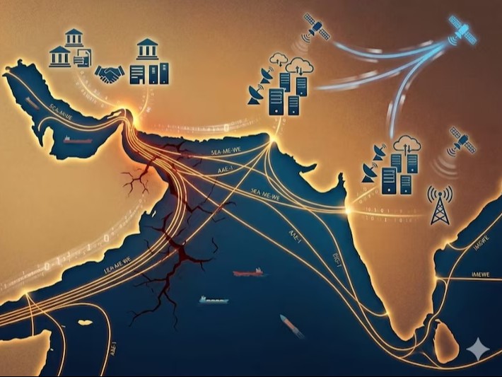 भारत का ज्यादातर इंटरनेशनल इंटरनेट बैंडविड्थ अरब सागर और खाड़ी क्षेत्र से होकर आता है। - Dainik Bhaskar