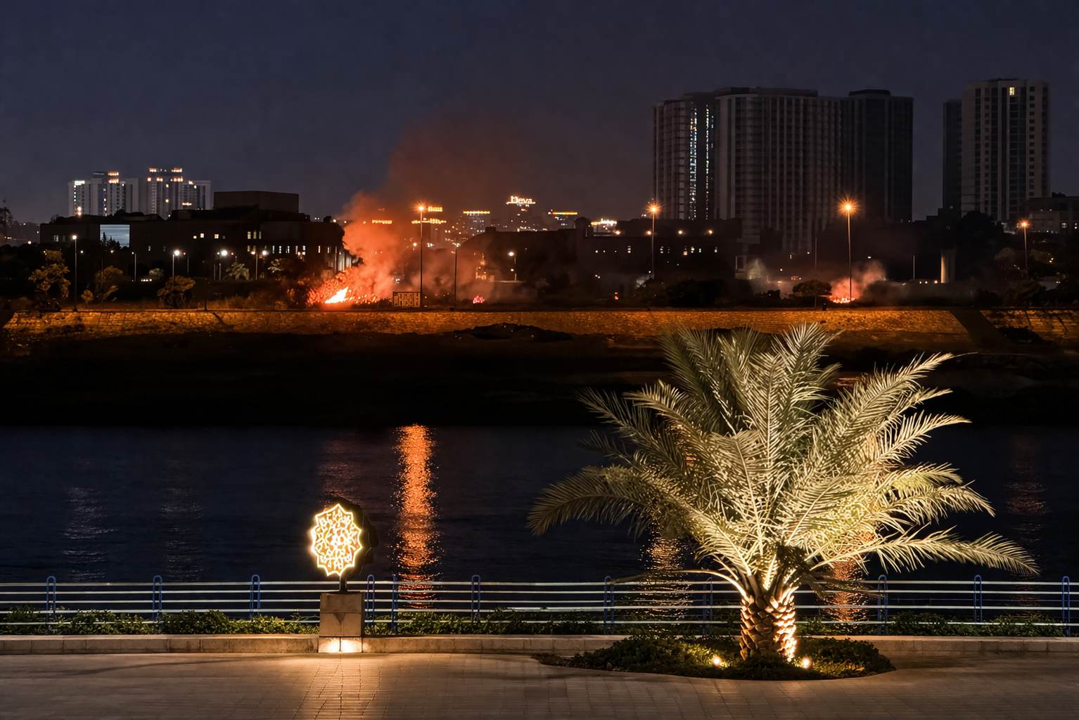 17 मार्च को बगदाद में अमेरिकी दूतावास के पास हुए हमले की तस्वीर।