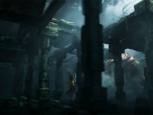 रणबीर कपूर तेजी से दौड़ते हुए भी नजर आए।